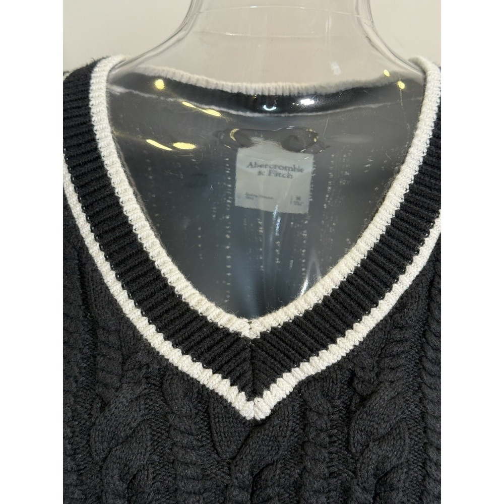 Abercrombie & Fitch Sweater Vest Womens Medium Navy Blue Y2K Tennis Tunic Preppy - Picture 6 of 13